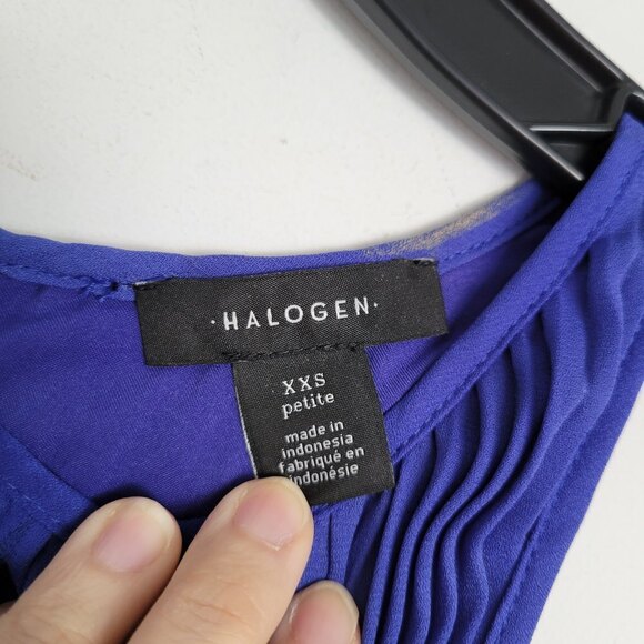 NEW Halogen Blue Clematis Sleeveless Midi Swing Dress Size XXS Petite - Picture 9 of 13